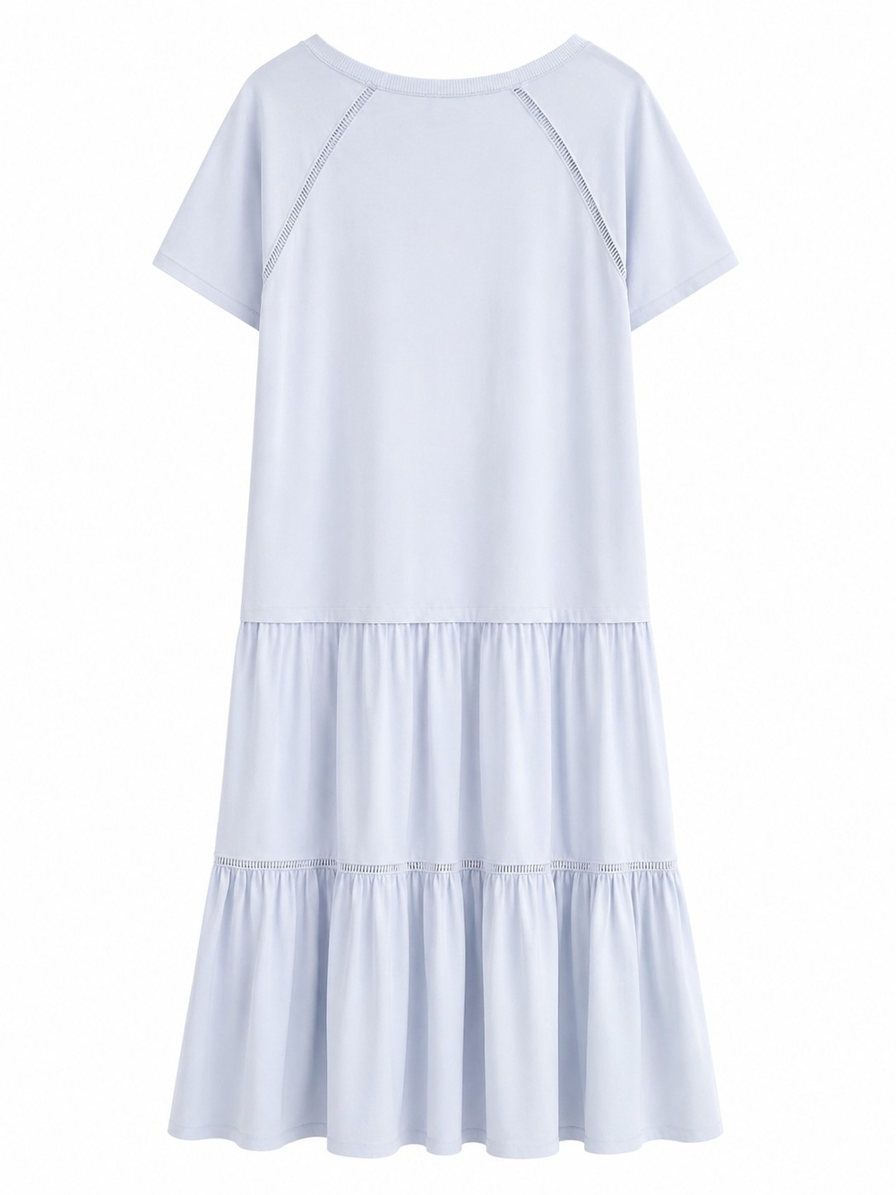 Free People Sun Fade Midi Dress L Light Blue Tiered Boho Cotton Cottagecore - Picture 8 of 16